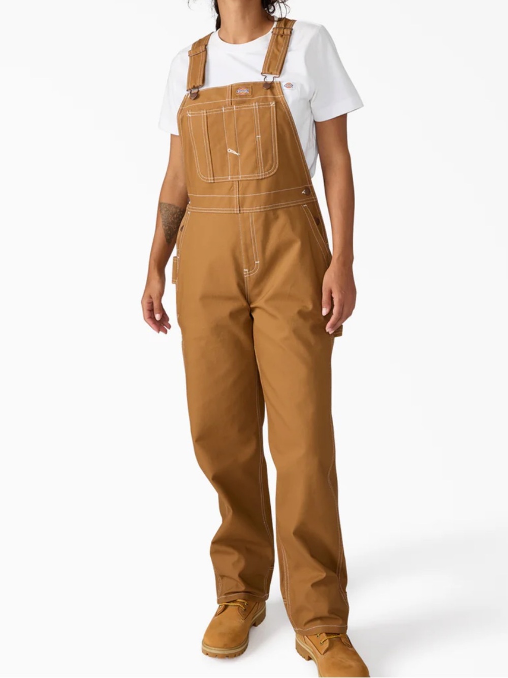 Dickies Women’s Relaxed Fit Overalls in Brown